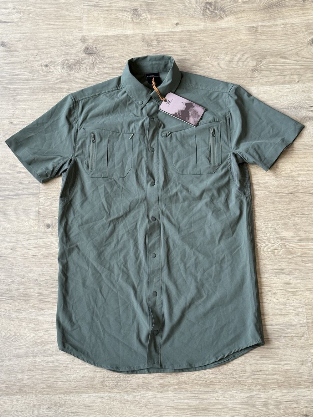 King Ranch Embroidered Vented Button Snap Down Shirt S/S Mens Small Green